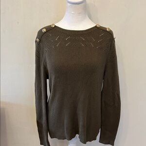 Talbots army green long sleeve lightweight sweater Size XL EUC